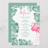 Tropisch roze Waterverf Flamingo verliest menu Kaart (Voorkant / Achterkant)