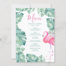 Tropisch roze Waterverf Flamingo verliest menu Kaart