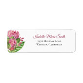 Tropisch roze Waterverf Protea Floral Wedding Etiket (Voorkant)