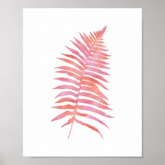 Tropisch roze Waterverf van Fern Leaf Poster (Voorkant)