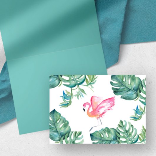 Tropisch roze Wenskaart Flamingo Bedankkaart