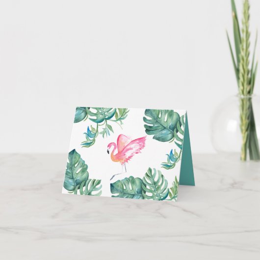 Tropisch roze Wenskaart Flamingo Bedankkaart (Voorkant)