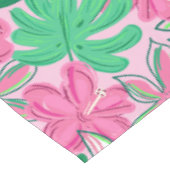 Tropisch Roze Witte Bloemen Palm Leaves Preppy Tafelkleed (Gekanteld)