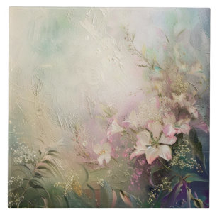 Tropisch Roze Witte Bloemen Tegeltje