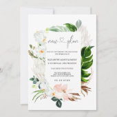 Tropisch Roze Witte Bloemen | Uitgestelde Bruiloft Kaart (Voorkant)