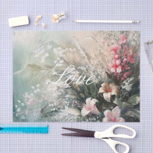 Tropisch roze witte hibiscus bloemrijke liefde tissuepapier (Craft)