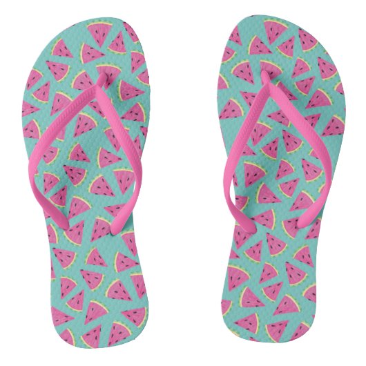 Tropisch roze zomerwatermeloen teenslippers (Voetbed)
