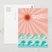 Tropisch roze zon Aqua Waves Summer Beach Ocean Briefkaart (Voorkant / Achterkant)