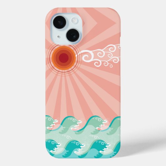 Tropisch roze zon Aqua Waves Summer Beach Ocean Case-Mate iPhone Case (Achterkant)