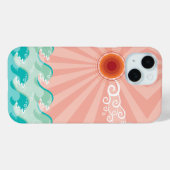 Tropisch roze zon Aqua Waves Summer Beach Ocean Case-Mate iPhone Case (Achterkant (horizontaal))