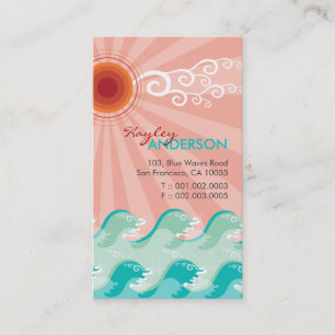 Tropisch roze zon Aqua Waves Summer Beach Ocean Visitekaartje