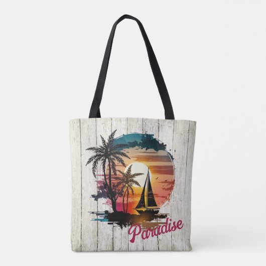 Tropisch roze zonnebrandpalmen tote bag (Achterkant)