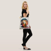 Tropisch roze zonnebrandpalmen tote bag (Op model)