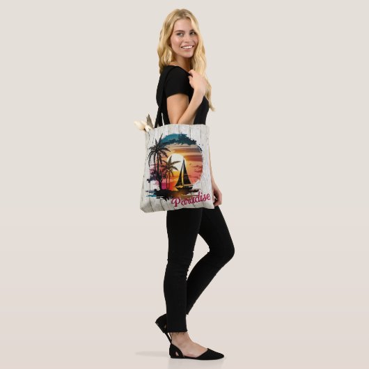 Tropisch roze zonnebrandpalmen tote bag (Op model)
