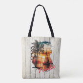 Tropisch roze zonnebrandpalmen tote bag (Achterkant)
