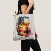 Tropisch roze zonnebrandpalmen tote bag (Dichtbij)