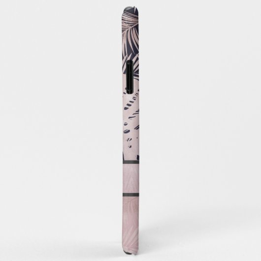 Tropisch roze zwart monogram metallisch beeld Case-Mate iPhone case (Achterkant/rechts)