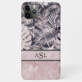 Tropisch roze zwart monogram metallisch beeld Case-Mate iPhone case