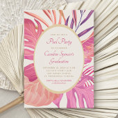 Tropisch roze zwembadfeest op het strand kaart