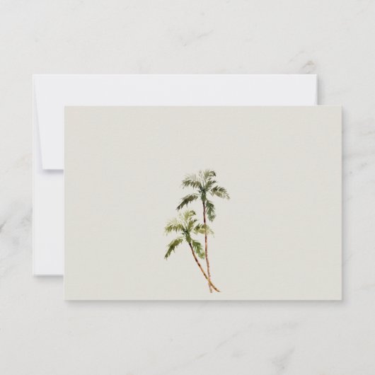 Tropisch Rustic Palm Trees Beach Sand Wedding RSVP Kaartje (Achterkant)