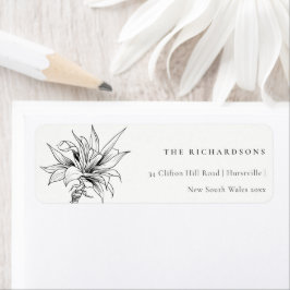 Tropisch Rustic Palms Black White Sketch Adres Etiket