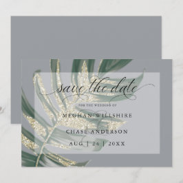 Tropisch Rustiek Aquarel Gespleten Blad Save The Date