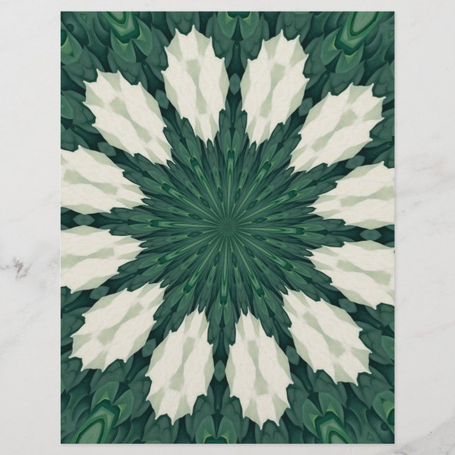 Tropisch Sacramento Green en Silver Leaf Mandala. (Voorkant)