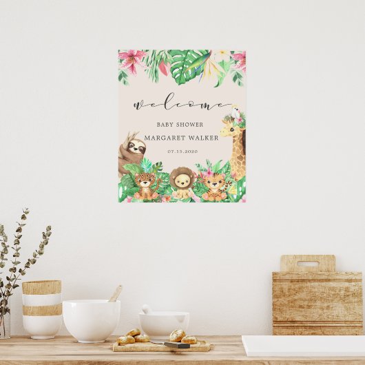 tropisch safari baby shower Welkomstwoord Poster (Keuken)