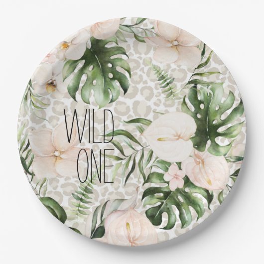Tropisch Safari Birthday Bord Wild One Borden (Voorkant)