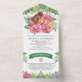 Tropisch Safari Cute Floral Lion Cub Baby shower All In One Uitnodiging (Binnen)