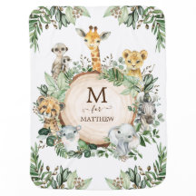 Tropisch Safari Oerwoud Baby Wilde Dieren Monogram