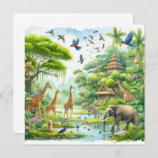 Tropisch safari oerwoud kaart (Voorkant / Achterkant)