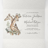 Tropisch Safari Oerwoud Wedding Tri-Fold Uitnodigi Drieluik Uitnodiging (Binnenkant midden)