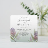 Tropisch Sage Green en Paars Floral Wedding Kaart (Staand voorkant)