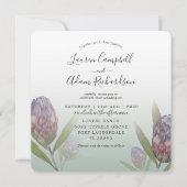 Tropisch Sage Green en Paars Floral Wedding Kaart (Voorkant)