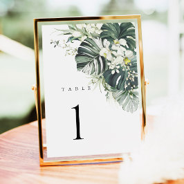 Tropisch saliegroen Monstera huwelijks tafelnummer