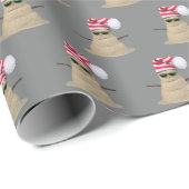Tropisch Sand Snowman op grijs Cadeaupapier (Rol Hoek)