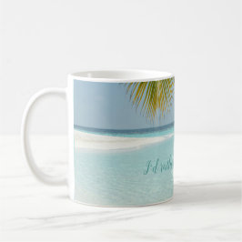 Tropisch Sandy Beach Turquoise Typografie Palm Koffiemok