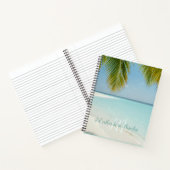 Tropisch Sandy Beach Turquoise Typografie Palm Notitieboek (Binnen)