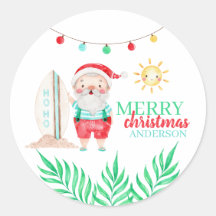 Tropisch Santa Kerst sticker