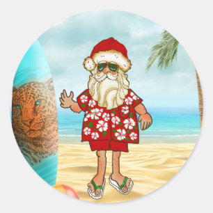 Tropisch Santa Kerst sticker