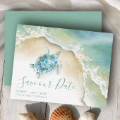 Tropisch Save the Date met Waterverf Zee Schildpad