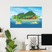 Tropisch Schateiland Poster (Thuiskantoor)