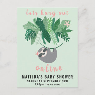 Tropisch schattig rondje met online baby shower briefkaart