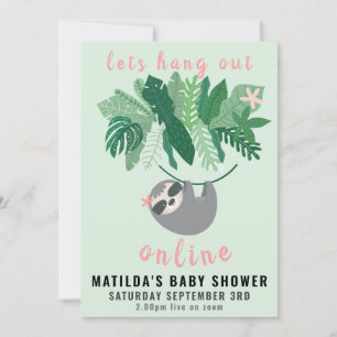 Tropisch schattig rondje met online baby shower kaart