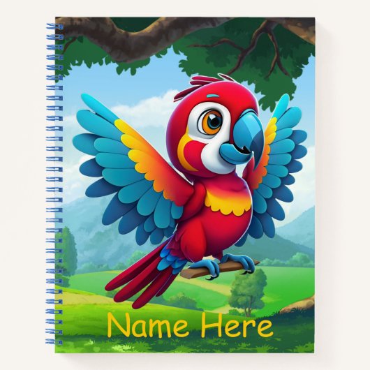 Tropisch Schattige Kleurrijke Safari Macaw Parrot  Notitieboek (Voorkant)