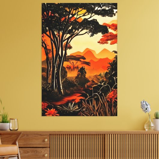 Tropisch schemerlicht canvas afdruk (Insitu (Woonkamer))