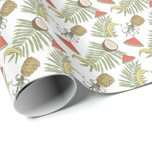 Tropisch schetsenpatroon cadeaupapier (Rol Hoek)