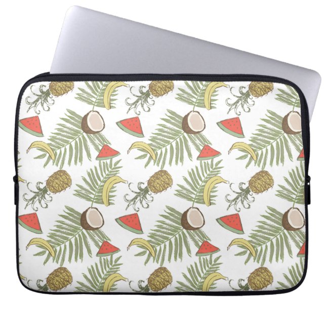 Tropisch schetsenpatroon laptop sleeve (Voorkant)