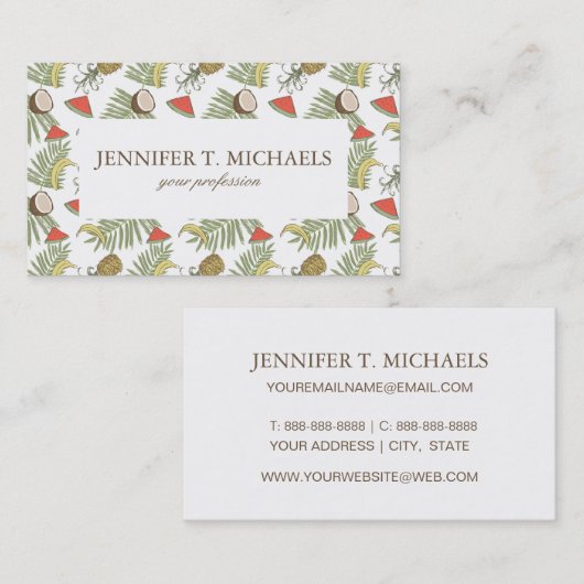 Tropisch schetsenpatroon visitekaartje (Voorkant / Achterkant)